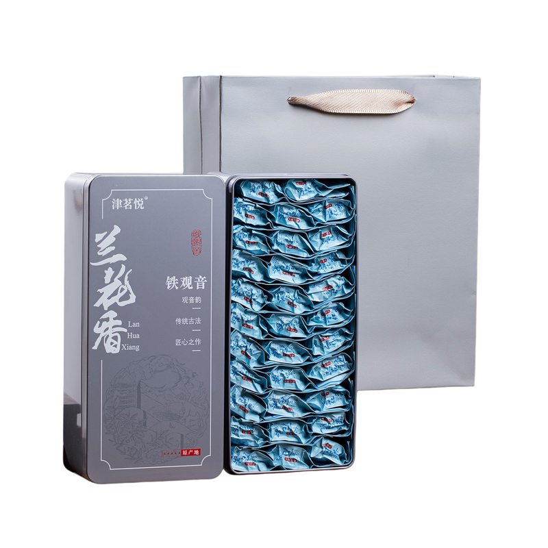 安溪新茶铁观音茶叶清香型兰花香小包装伴手礼乌龙茶铁盒装津茗悦