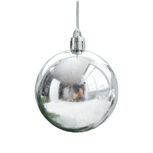 圣诞树镜面反光装饰银色球电镀球亮光塑料球空心挂件婚庆吊顶吊球