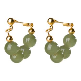 金玉良缘【小葡萄】s925银天然和田玉晴水高冰耳环饰品耳坠