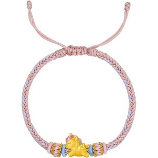 周六福黄金手绳女编绳奔跑马生肖马系列3D硬金定价手饰新年礼物