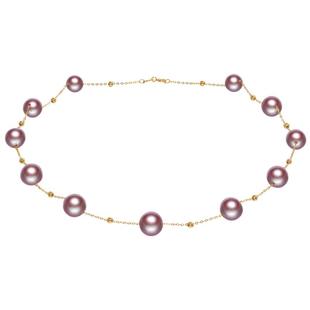 海蒂珠宝 逐日 精选强光紫色淡水珍珠18K金满天星项链送女友礼物