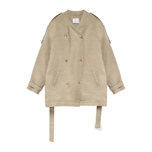 贰羊设计【嘉木】90白鸭绒双排扣羽绒服女冬宽松通勤气质v领外套