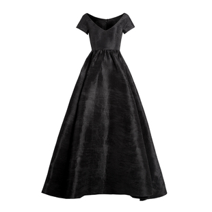 高定 HAUTE FANCIES后构想｜黑色精工褶法式深V大摆盛装晚礼服裙