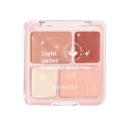 四色腮红高光修容胭脂盘腮紫哑光