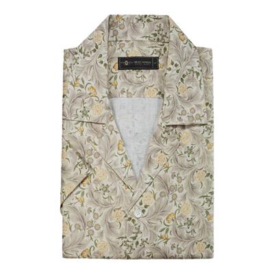 棉麻混纺休闲短袖古巴领