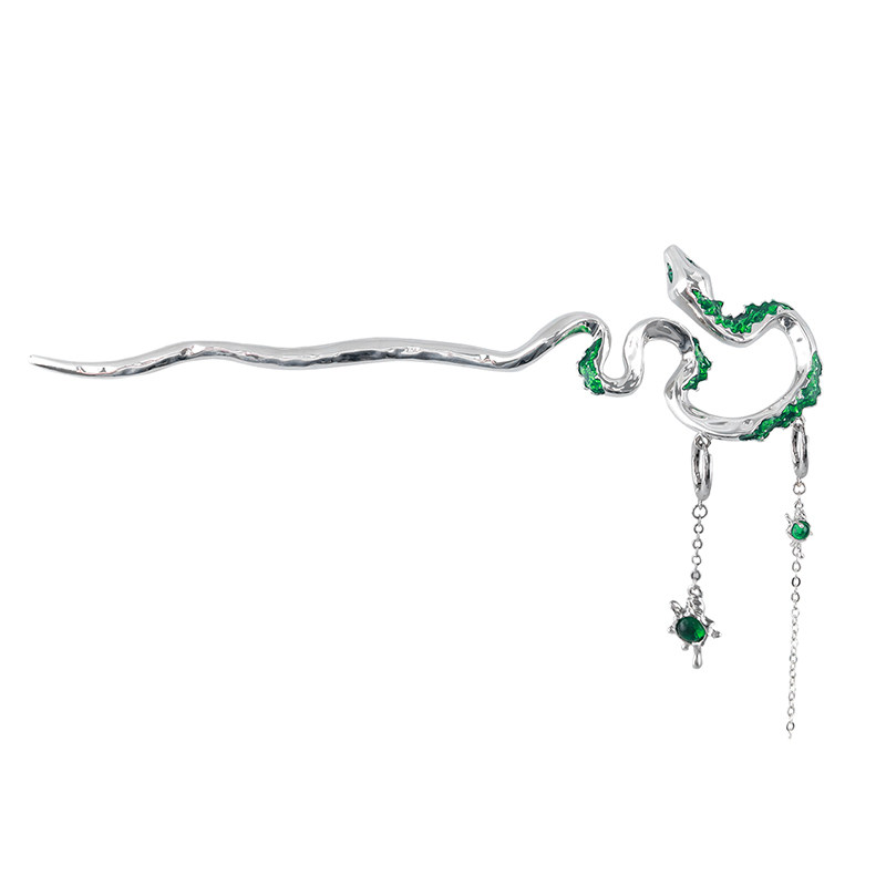 可拆卸耳环的蛇院发簪 原创小众高级国风斯莱特林绿蛇发饰女