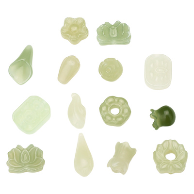 真品天然花朵和田玉散珠吊坠配件