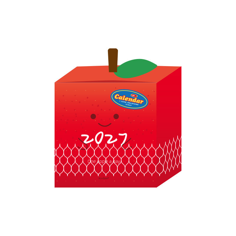 苹果插画台历摆件二合一