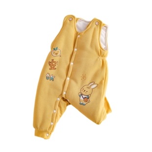 婴儿背带裤夹棉冬季男宝宝加厚冬装2025新款可爱超萌棉裤裆部按扣