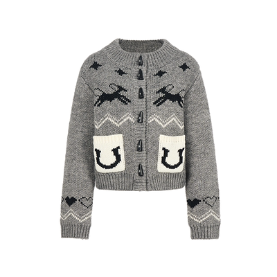 Howwell 25AW 针迹岛棒针高领羊毛夹克肌理保暖短外套