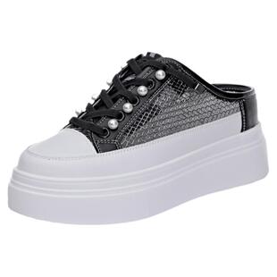 内增高包头半拖鞋女外穿2024年新款夏天爆款透气网面松糕厚底鞋子