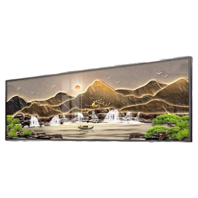 流水生财横版客厅装饰画