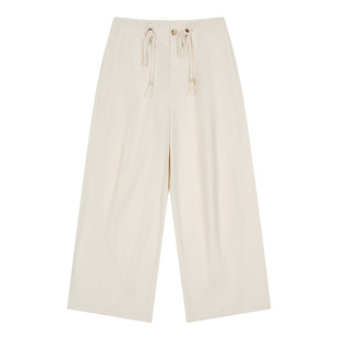 mostwanted 棉麻松弛抽绳休闲阔腿裤慵懒度假风垂感春夏亚麻长裤