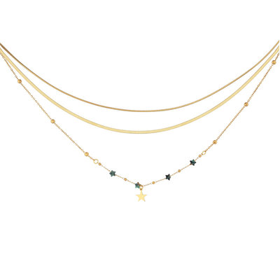 EBF星沉三层叠戴五角星项链