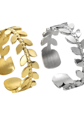 法国的浪漫橄榄枝开口戒指316镀