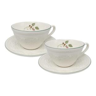 【情人节礼物】WEDGWOOD欢愉假日树莓2杯2碟陶瓷咖啡杯新年礼物