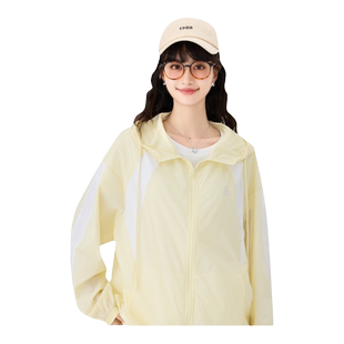 快鱼连帽梭织防晒衣女2026新款夏季宽松薄款拼接撞色设计感外套潮