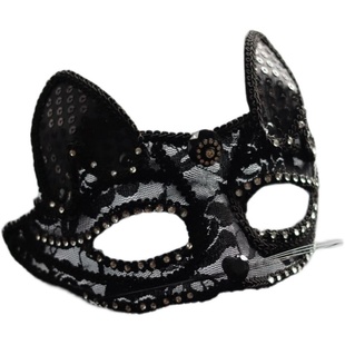 网红直播道具舞会性感半脸遮脸面具成人面罩黑色单身派对拍照配饰