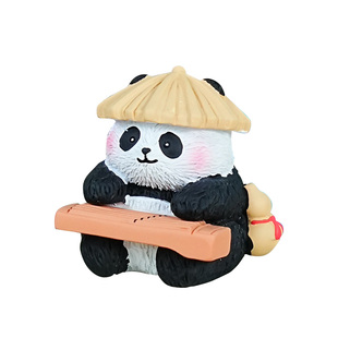 原创四川熊猫国潮抚琴办公室桌面摆件2025新款家居装饰品汽车用品