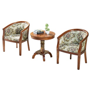 酒店宾馆客房实木圈椅茶几客厅单人卧室阳台休闲椅老人沙发椅子