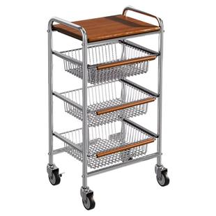 中古风厨房小推车置物架多层果蔬菜篮零食多功能抽拉式可移动收纳