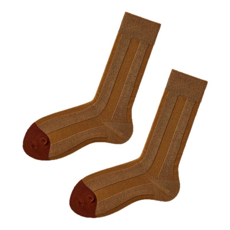 PPSOCKS情侣款中筒袜复古竖条美拉德春夏百搭日系棉线中筒袜