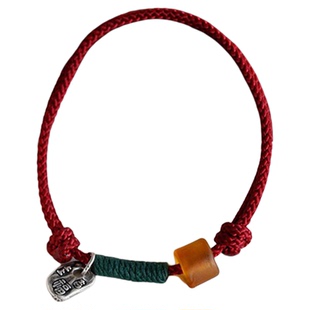 上上吉 扎基拉姆藏式风纯银手绳新年好运复古红绳手链平安守护神