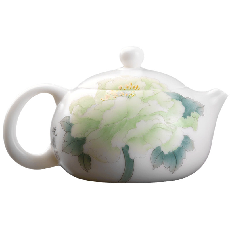 庄晓明大师手绘陶瓷西施壶高档冰种玉瓷茶壶泡茶专用茶具家用送礼