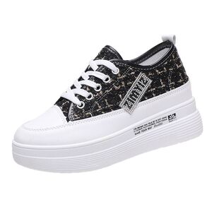 帆布鞋女士新款2026春季百搭板鞋厚底透气内增高防滑休闲软底单鞋