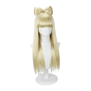 明星同款LadyGaga淡金色经典长直发蝴蝶结造型cos假发 万圣节装扮