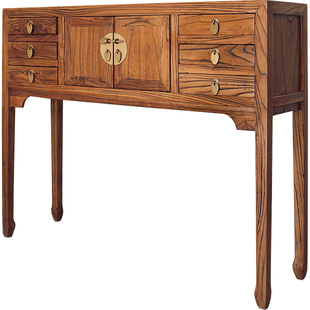 古榆情怀新中式小姐桌榆木玄关桌实木门厅柜子简约时尚高脚玄关台