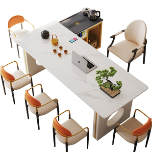 办公室岩板茶桌椅组合轻奢现代简约高级感岛台茶桌高端接待泡茶桌