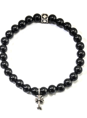 中性风纯银十字架红玛瑙手链