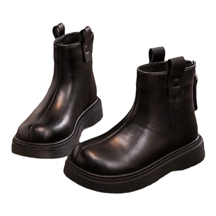 女童靴子儿童公主马丁短靴2025新款秋冬季女孩洋气宝宝加绒小皮靴