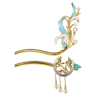 敦煌研究院璎珞盈辉敦煌珐琅发簪 盘发发簪新中式古风发饰发钗女