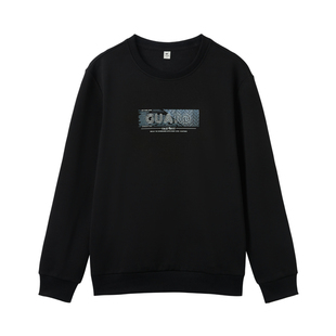 快鱼2026春新款男士卫衣字母印花时尚简约华棉复合牛奶丝亲肤舒适