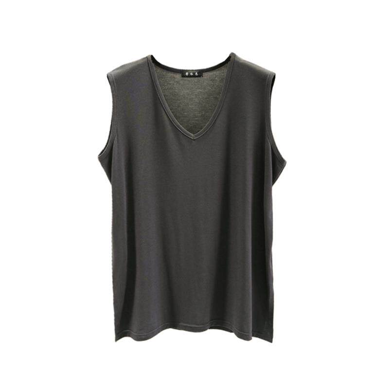 莫代尔V领背心女宽松薄款外穿上衣夏大码开叉内搭百搭纯色打底衫