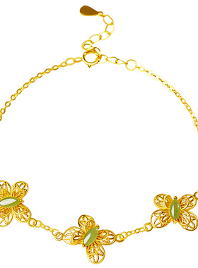 宫里上新天然碧玉纯银手链