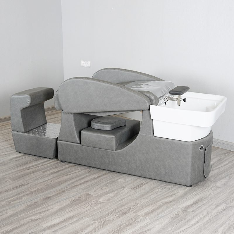 新款泰式美发洗头床发廊冲头盆复古理发店平躺陶瓷床专用按摩冲水