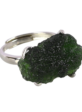 天然捷克陨石原石戒指情侣款