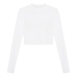 MULVAN 黑色高腰短款打底衫t恤秋冬款韩版修身百搭内搭长袖上衣女