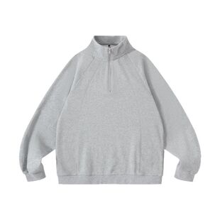 wtmp秋季日系复古设计立领半拉链套头卫衣男女潮牌宽松休闲上衣