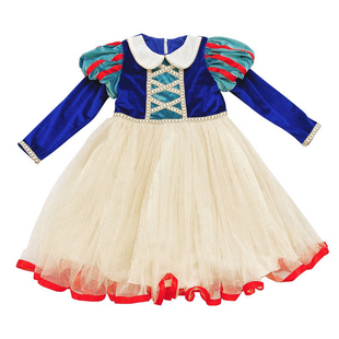 白雪公主裙女童秋冬加绒礼服迪士尼cosplay连衣裙万圣节儿童礼服