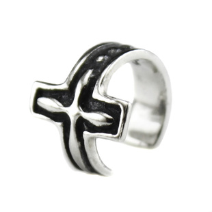 原创复古做旧s925纯银十字架耳夹男无耳洞戴耳骨夹欧美女个性耳环