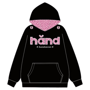 HandSeven美式字母贴布刺绣卫衣男女秋冬宽松设计感连帽情侣上衣