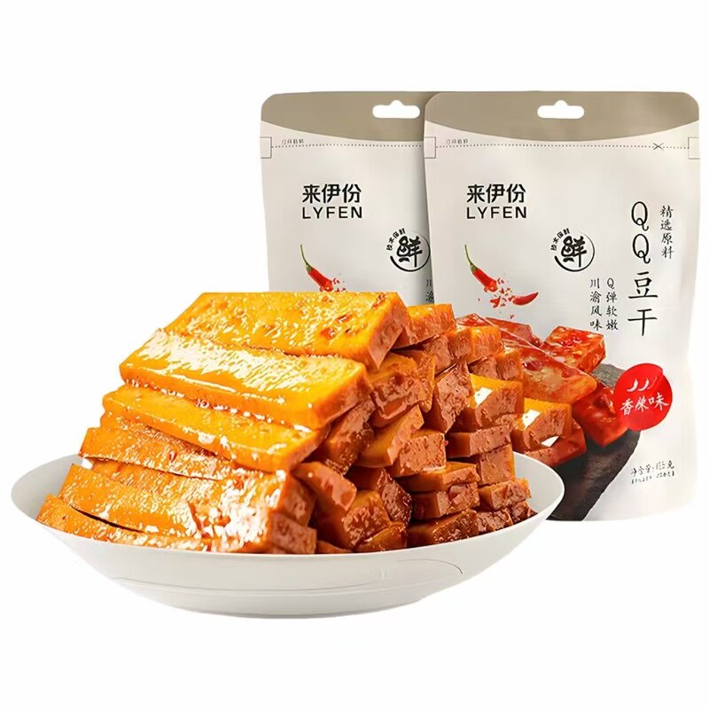来伊份QQ豆干125g袋装香辣五香味素食豆腐干下午茶办公室休闲零食