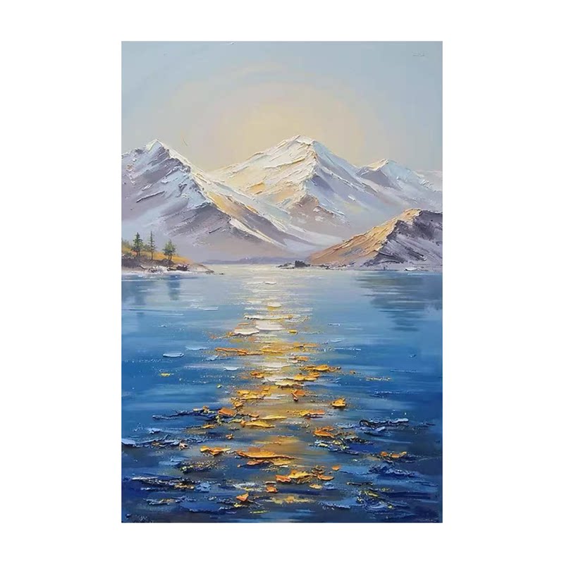 可班艺术纯手绘油画日照金山风景