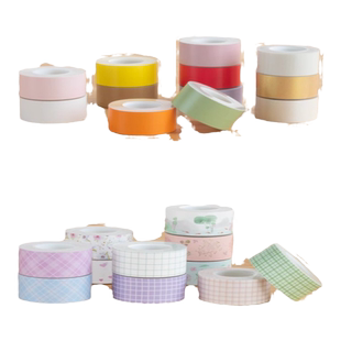 适用井井元气标签纸16mm彩色图案L1-A热敏不干胶贴纸12*35间隙4米白色平替透明红绿蓝字艺术家mini收纳便签条