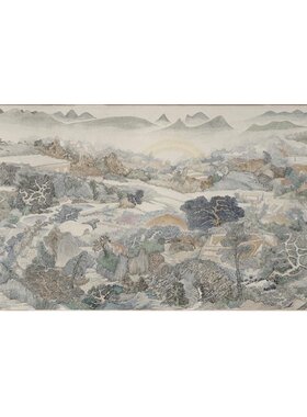 柴一茗新中式超巨幅大堂墙面壁画