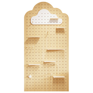 可定制实木洞洞板置物架墙面挂衣架木质收纳架入户玄关云朵造型墙